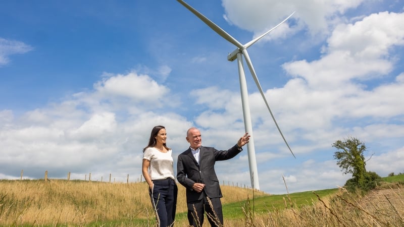 Pictured at Drumlins Park Wind Farm Victoria Keogh, Head of Communications, Microsoft Ireland and Ian Thom, CEO of Energia Group
