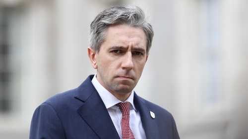 The demonstration was held outside the home of Simon Harris on 2 May