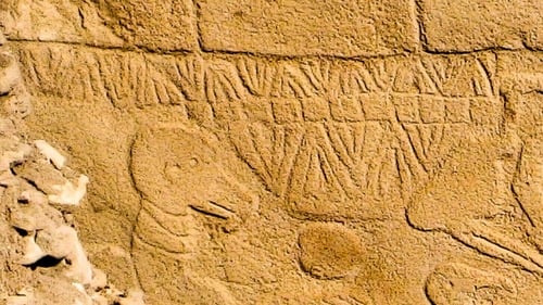 A photo issued by the University of Edinburgh of the world's oldest calendar found carved onto a pillar at the ancient Gobekli Tepe site in Turkey