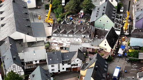 The one person still stuck in the rubble has serious injuries but is in touch with rescuers
