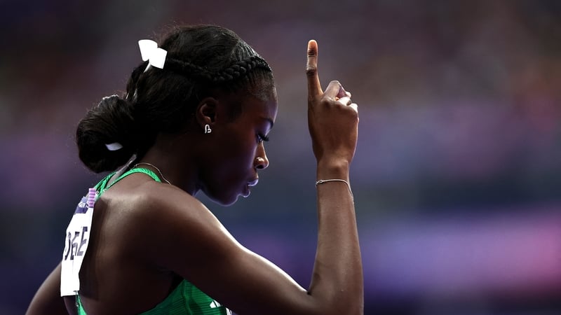 Rhasidat Adeleke preparing to compete in the women's 400m semi-final in Paris