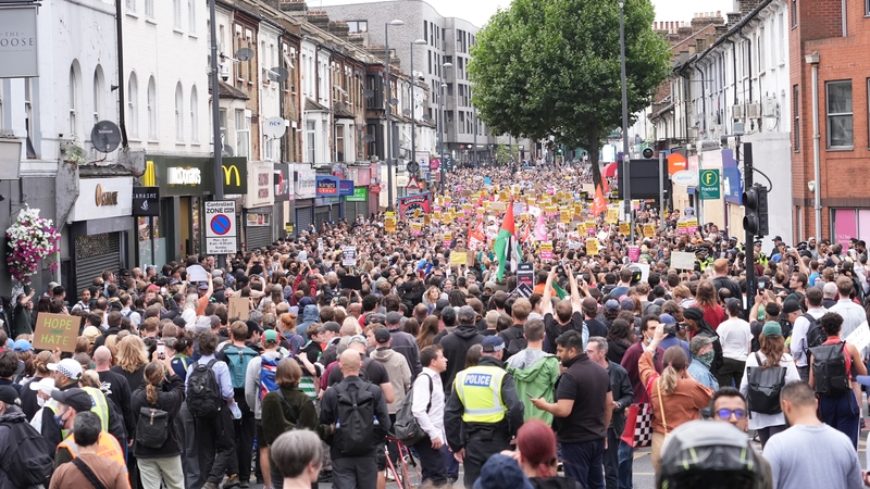 Demonstrators at an anti-racism protest in Walthamstow, London