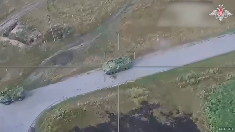 Russian forces launch a missile attack, targeting the military equipment of Ukrainian Armed Forces at the border area near Kursk Oblast, Russia (pic: Russian Ministry of Defense)