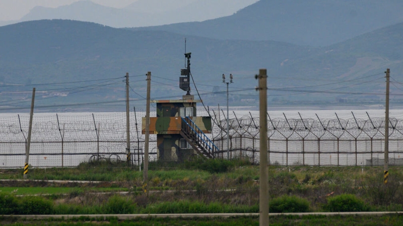 A view of the Demilitarized Zone, separating North and South Korea, on the South Korean island of Gyodong where the individual arrived