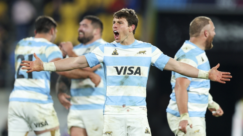 Argentina's Gonzalo Bertranou celebrates his side's win against New Zealand