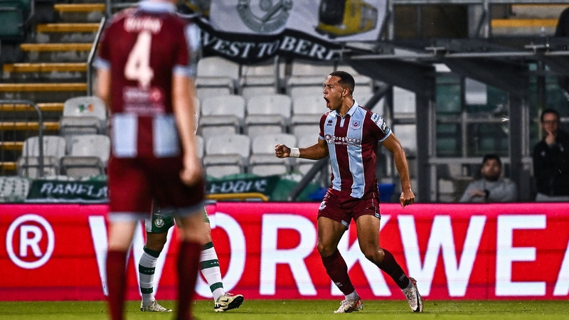 Douglas James Taylor celebrates his equaliser for Drogheda United