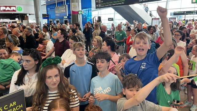 Fans young and old gathered in Terminal 2 in Dublin Airport to welcome their Olympic heroes home
