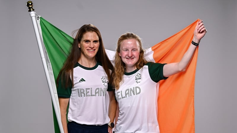 Guide Eimear Nicholls, left, alongside para-triathlete Judith MacCombe