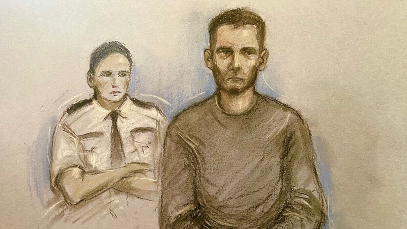 A sketch of Ioan Pintaru in court today. He is accused of stabbing a girl eight times with a steak knife