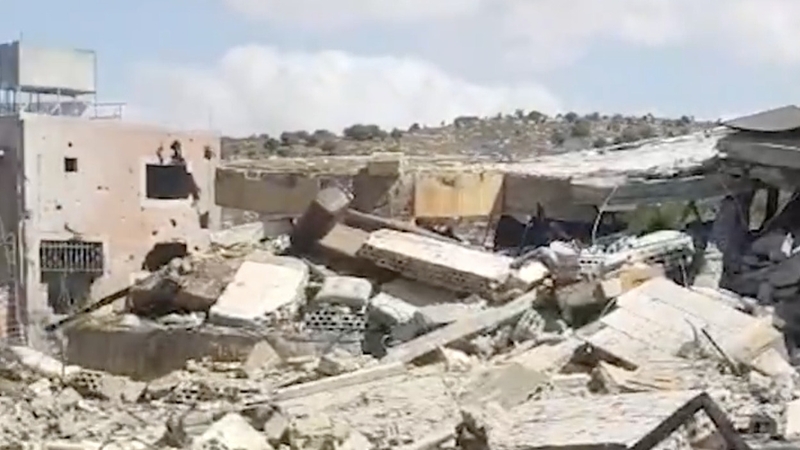 Damage caused by strike on a building near Hanine, southern Lebanon