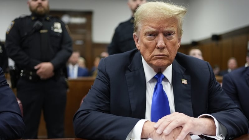 Donald Trump seen appearing in court during his hush money trial at Manhattan Criminal Court (file image)