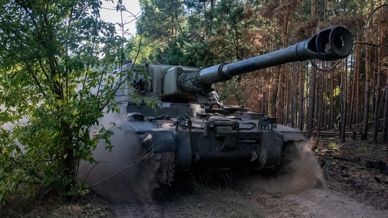 A view of military vehicle as Ukrainian soldiers carry out a mission in a AS-90 to shoot at Russian positions in Kupiansk, Ukraine