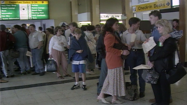 Passengers stranded at Shannon Airport, 1994