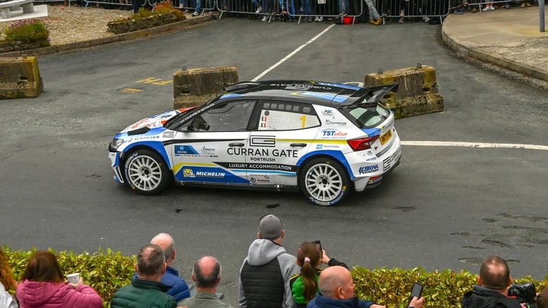 Callum Devine and Noel O'Sullivan compete in their Skoda during the Donegal International Rally Round 5