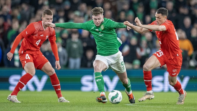 Evan Ferguson in action against the Swiss back in March