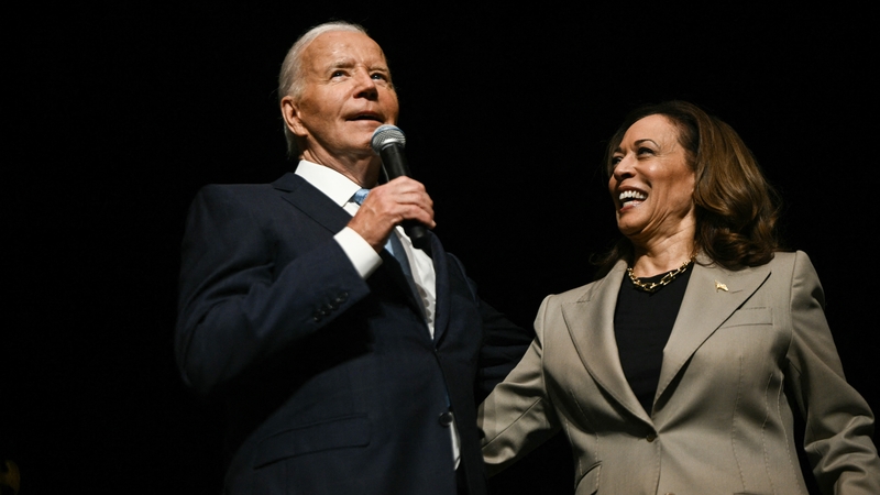 Joe Biden and Kamala Harris at a public event in Maryland