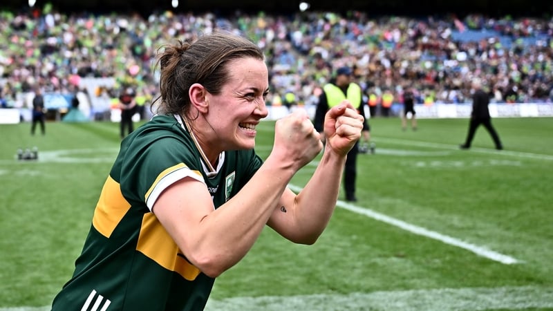 Kerry's Anna Galvin celebrates at the full-time whistle following their final win over Galway