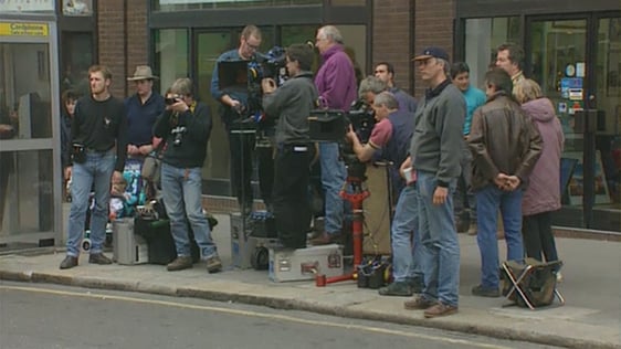 Filming the mini-series 'September' on Dawson Street in Dublin in 1994.