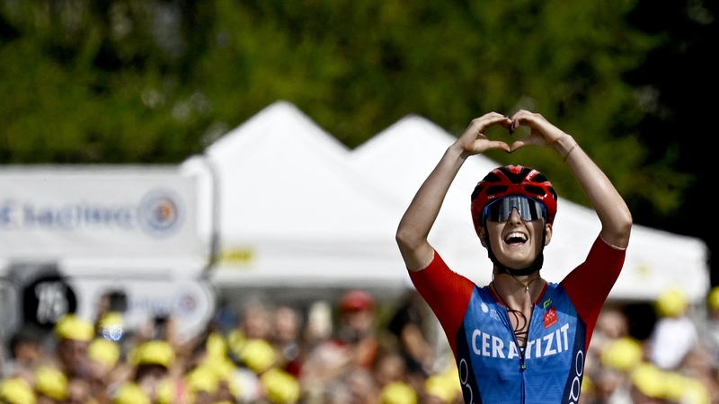 Cedrine Kerbaol shows her delight after her stage win