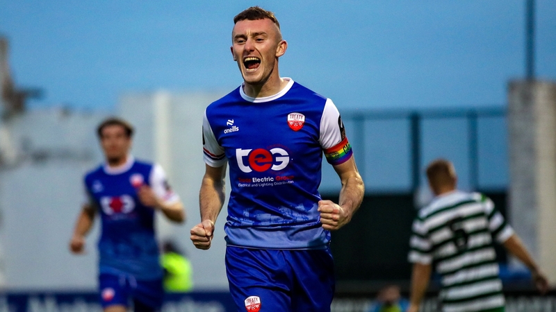 Lee Devitt celebrates after completing his hat-trick