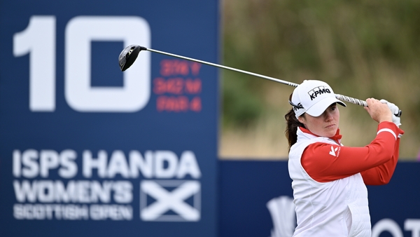 Maguire tees off on the 10th hole at the Scottish Open
