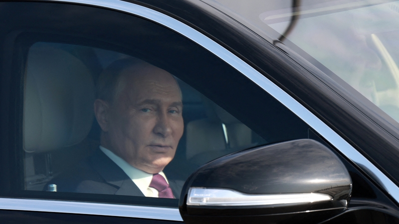 Russia's President Vladimir Putin in Baku today. He is projecting an image of business of usual, and has ruled out peace talks in the short term