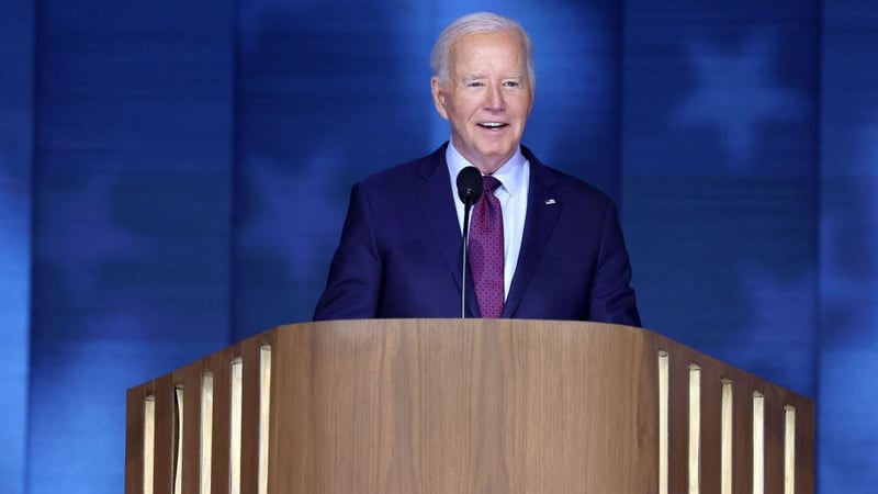 Joe Biden pictured at the convention centre in Chicago ahead of the gathering
