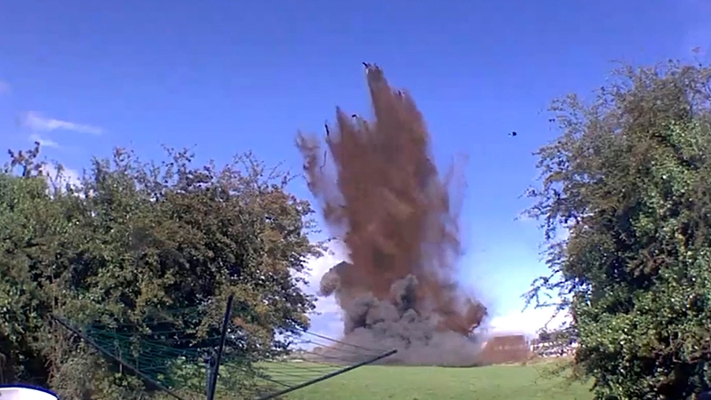 A picture from doorbell footage of the controlled explosion (Pic: Graeme Stewart)