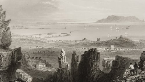 Before the storm: a view of Dublin Bay in 1820 from Kingstown. Image by W.H.Bartlett, engraved by J.C.Bentley. From 'The Scenery and Antiquities of Ireland' by N.P.Willis and J.Stirling Coyne via Universal History Archive/Getty Images
