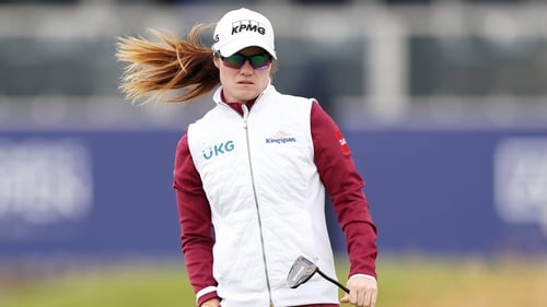 Leona Maguire getting some practice in the St Andrews conditions ahead of Thursday's start