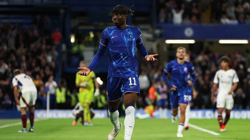 Noni Madueke celebrates Chelsea's second