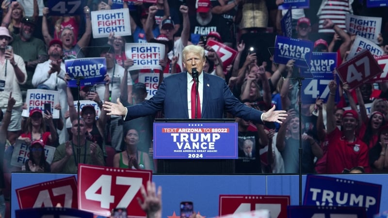 Donald Trump speaks during a campaign rally in Arizona