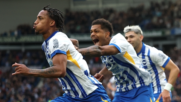 Joao Pedro (L) celebrates his late winner