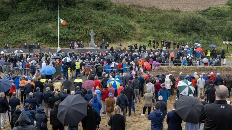 A crowd of up to 500 people gathered amid tight security to hear the Taoiseach address the Michael Collins commemoration