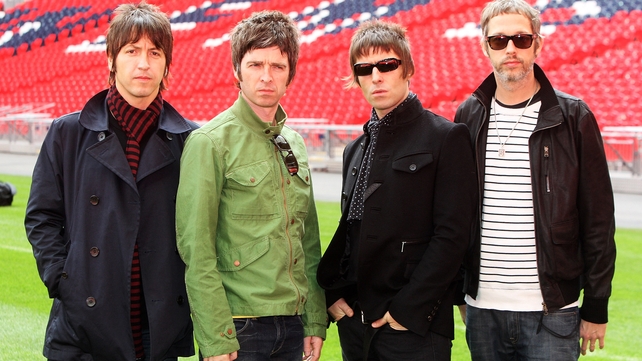L-R Gem Archer, Noel Gallagher, Liam Gallagher and Chris Sharrock pictured at Wembley Stadium, 2008. Photo by Dave Hogan/Getty Images.