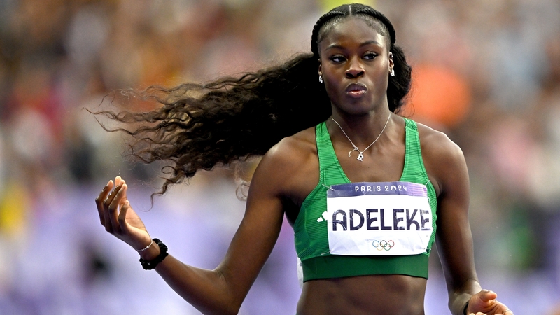 Rhasidat Adeleke in action at the 2024 Olympics