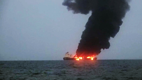 The Sounion was targeted last week by multiple projectiles off Yemen's port city of Hodeidah
