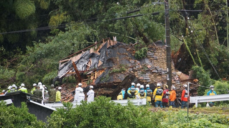 In Aichi, two people were unaccounted for after a house collapsed in a landslide during heavy rains