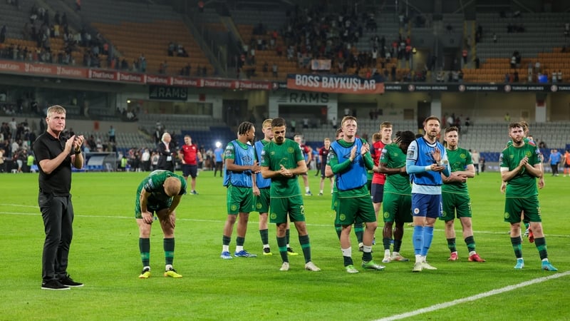Stephen Kenny and his players acknowledge the travelling Pat's fans