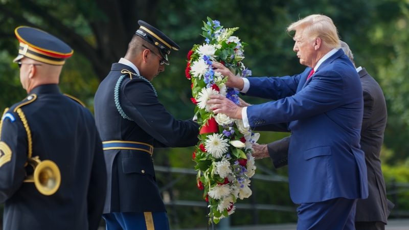 Donald Trump was attending a wreath laying ceremony at Arlington National Ceremony
