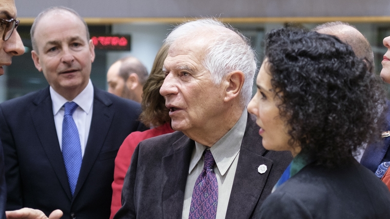 Josep Borrell seen speaking EU foreign ministers today, including Tánaiste Micheál Martin
