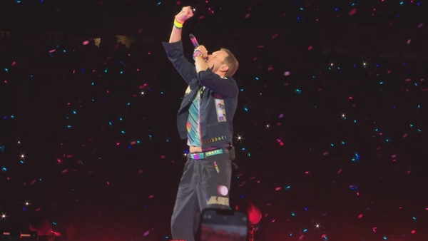 Lead singer Chris Martin and his fellow band members bounded on to the stage at 8:45pm