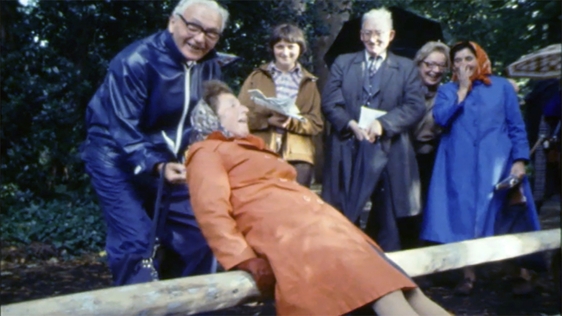 Keeping fit along the Bushy Park exercise trail in Terenure, County Dublin, 1979.