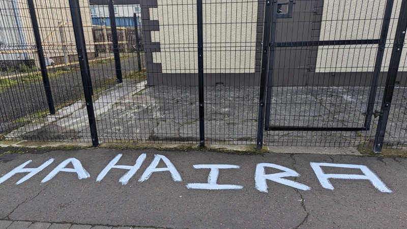 The graffiti appeared outside the Orange Hall in Rasharkin