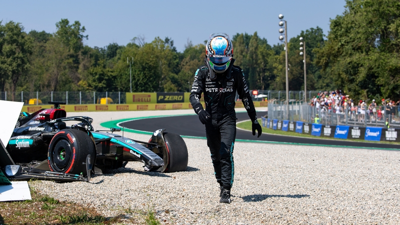 Kimi Antonelli after crashing just 10 minutes into practice at the Italian GP