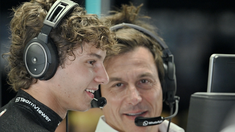 Team principal Toto Wolff with Kimi Antonelli who has now been promoted to F1