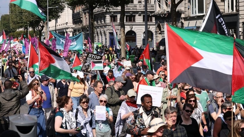 Demonstrators called for immediate sanctions against Israel and a ceasefire
