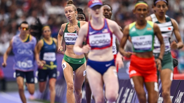 Greta Streimikyte on her way to a fourth-place finish in her 1500m final
