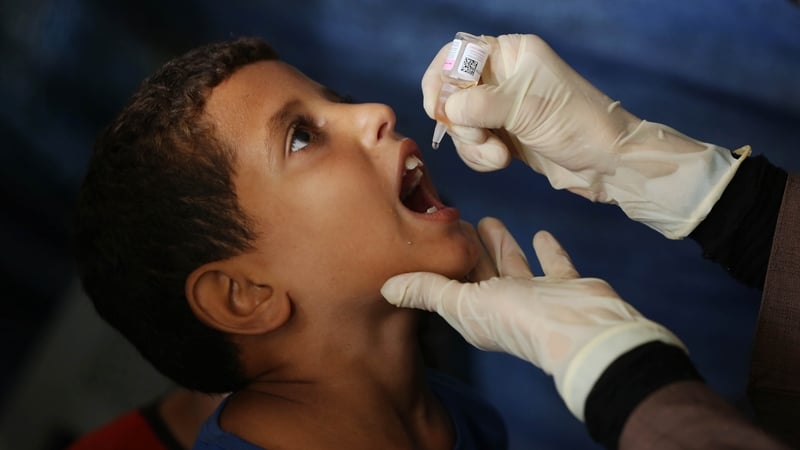 The polio vaccination campaign began in central parts of Gaza