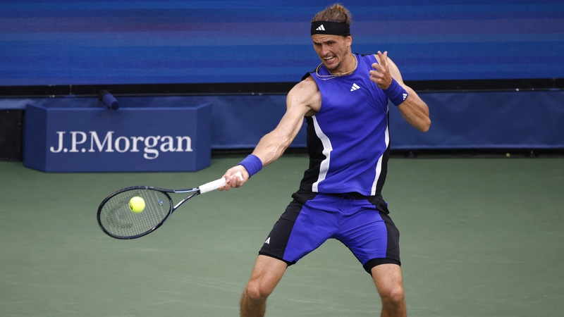 Alexander Zverev unleashes a forehand in his win over Brandon Nakashima